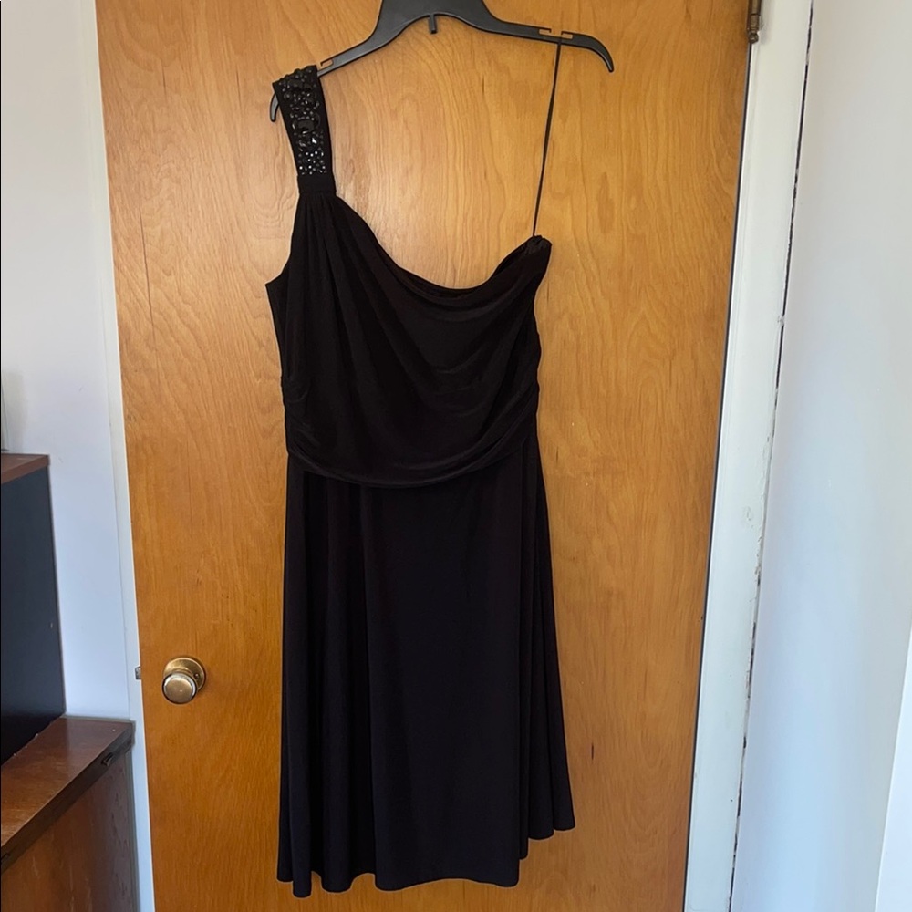 Elegant Black One-Shoulder Dress Plus Size 16